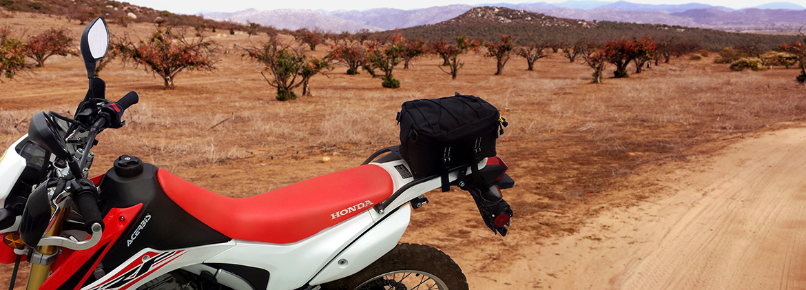 Honda CRF250L with Enduro Rack and Peak Tail Bag in Baja MX PMRacks PMR